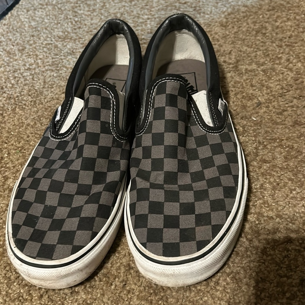 Classic Slip-On Checkerboard Shoes
Black/ Pewter Grey Check Size 9.5 Men’s